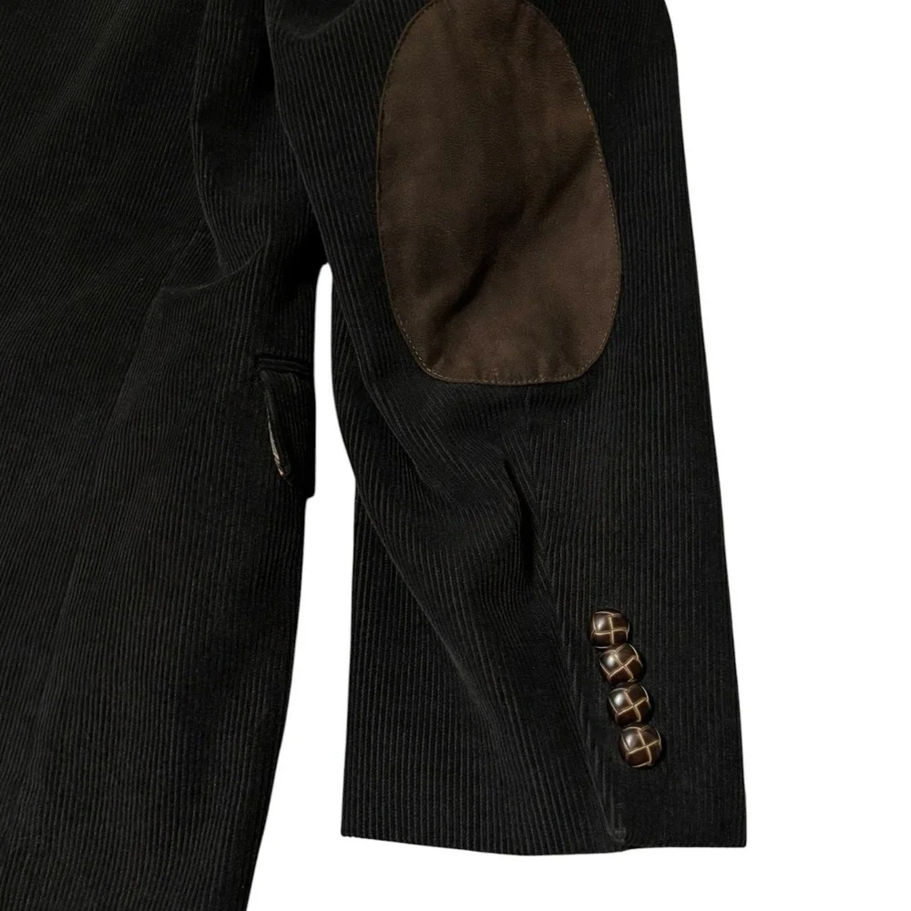 Chaps Corduroy Blazer Black Elbow Patches Dark Academia Preppy Professor 40R